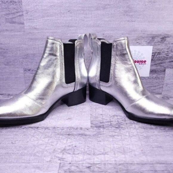 Rag & Bone Walker Leather Slip on Chelsea Ankle Boot Silver sz 35 Women's sz 5 - Picture 5 of 9